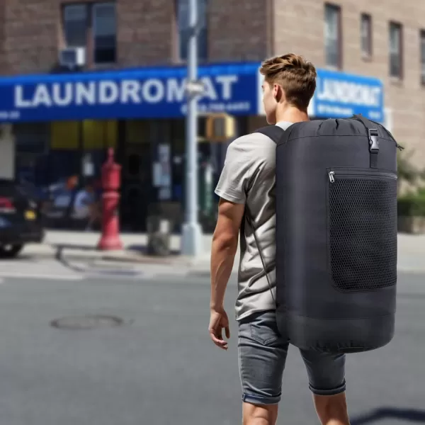 Fcolor Laundry Bag Backpack 115L  Large Capacity Laundry Backpack with Comfort Straps Mesh and Zip Pocket Sturdy Laundry Backpack for Dorm Travel Laundromat Apartment BlackBlack 115l