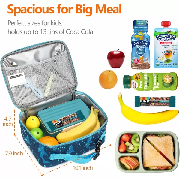 Fcolor Lunch Bags Kids Insulated Lunch Boxes Bag Girls Boys Stylish Food Grade Kids lunch boxes for Toddler Girls Boys School Shark