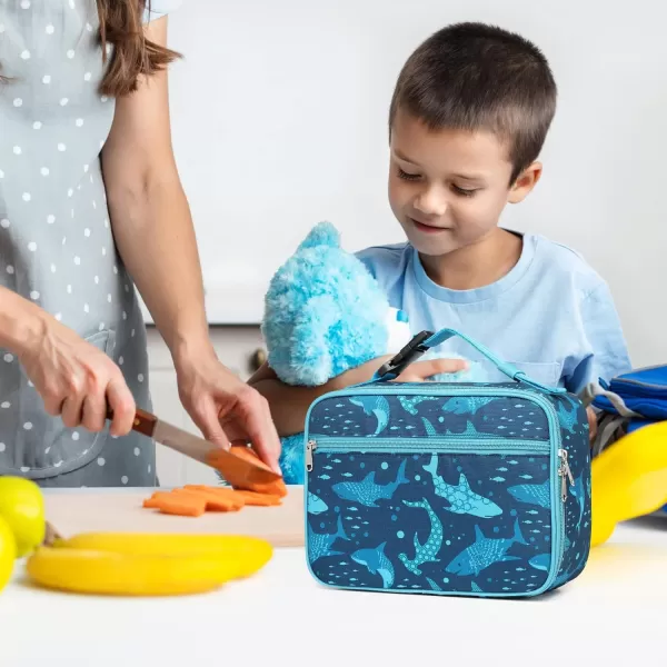 Fcolor Lunch Bags Kids Insulated Lunch Boxes Bag Girls Boys Stylish Food Grade Kids lunch boxes for Toddler Girls Boys School Shark