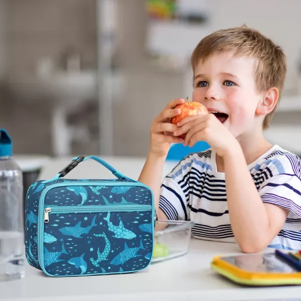 Fcolor Lunch Bags Kids Insulated Lunch Boxes Bag Girls Boys Stylish Food Grade Kids lunch boxes for Toddler Girls Boys School Shark