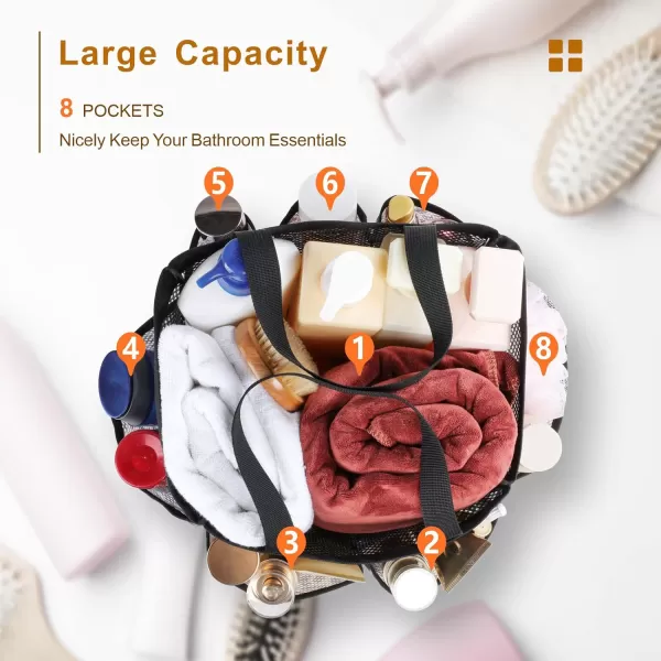 Fcolor Mesh Shower Caddy Portable Upgrade Deeper 7 Pockets Basket Bag Tote for College Dorm Room Toiletry Bathroom Essentials Gym Camp Quick Dry 2 handles with S Hook BlackL  Leopard