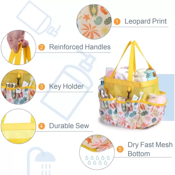 Fcolor Mesh Shower Caddy Portable Upgrade Deeper 7 Pockets Basket Bag Tote for College Dorm Room Toiletry Bathroom Essentials Gym Camp Quick Dry 2 handles with S Hook BlackL  Yellow Beach