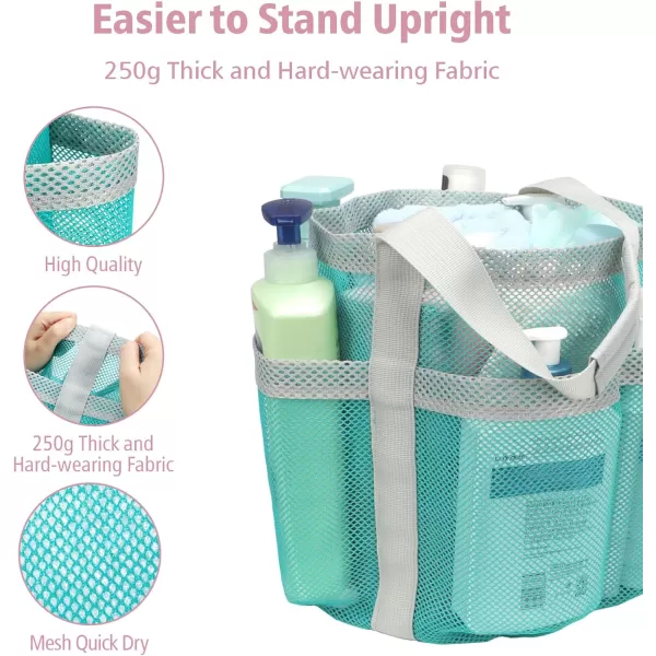 Fcolor Mesh Shower Caddy Portable Upgrade Deeper 7 Pockets Basket Bag Tote for College Dorm Room Toiletry Bathroom Essentials Gym Camp Quick Dry 2 handles with S Hook Black1 Pack L Mint Green