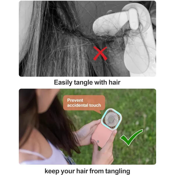 Fcolor Portable Hand Held Fan  Personal Fan with Phone Holder Power Bank Rechargeable Handheld Mini Fan 3 Speed Adjustable Small Mini Fan for Summer Travel Outdoor Beach College Concert EssentialsPink