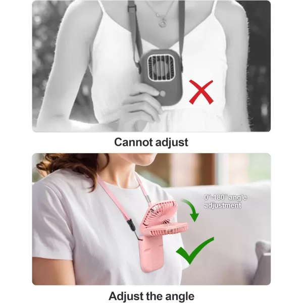Fcolor Portable Hand Held Fan  Personal Fan with Phone Holder Power Bank Rechargeable Handheld Mini Fan 3 Speed Adjustable Small Mini Fan for Summer Travel Outdoor Beach College Concert EssentialsUpgrade Pink