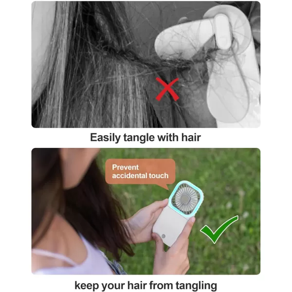 Fcolor Portable Hand Held Fan  Personal Fan with Phone Holder Power Bank Rechargeable Handheld Mini Fan 3 Speed Adjustable Small Mini Fan for Summer Travel Outdoor Beach College Concert EssentialsWhite