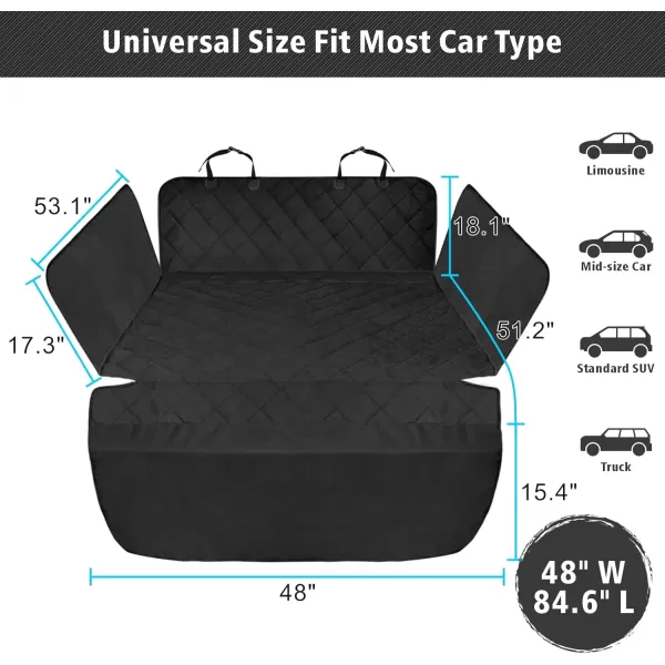 Fcolor SUV Cargo Liner for Dogs Upgraded Waterproof Pet Cargo Cover with Full Side Flap Protector Dog Seat Cover Mat for SUVs Sedans Vans with Bumper Flap NonSlip Large Size Black