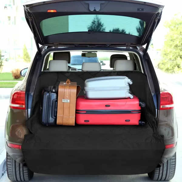 Fcolor SUV Cargo Liner for Dogs Upgraded Waterproof Pet Cargo Cover with Full Side Flap Protector Dog Seat Cover Mat for SUVs Sedans Vans with Bumper Flap NonSlip Large Size Black