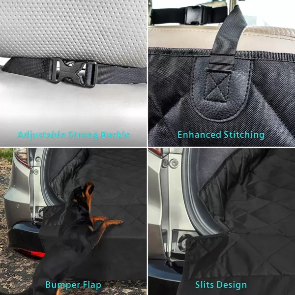 Fcolor SUV Cargo Liner for Dogs Upgraded Waterproof Pet Cargo Cover with Full Side Flap Protector Dog Seat Cover Mat for SUVs Sedans Vans with Bumper Flap NonSlip Large Size Black