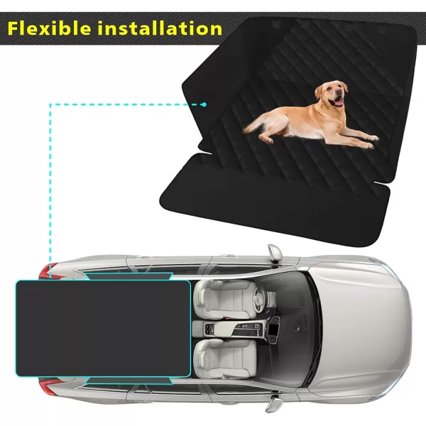 Fcolor SUV Cargo Liner for Dogs Upgraded Waterproof Pet Cargo Cover with Full Side Flap Protector Dog Seat Cover Mat for SUVs Sedans Vans with Bumper Flap NonSlip Large Size Black