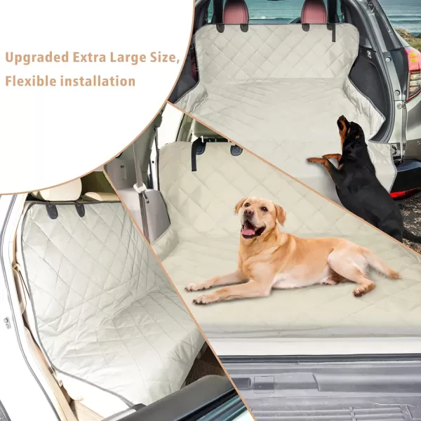 Fcolor SUV Cargo Liner for Dogs Water Resistant Pet Cover Dog Seat Mat SUVs Sedans Vans with Bumper Flap Protector NonSlip Large Size Universal Fit BlackBeige