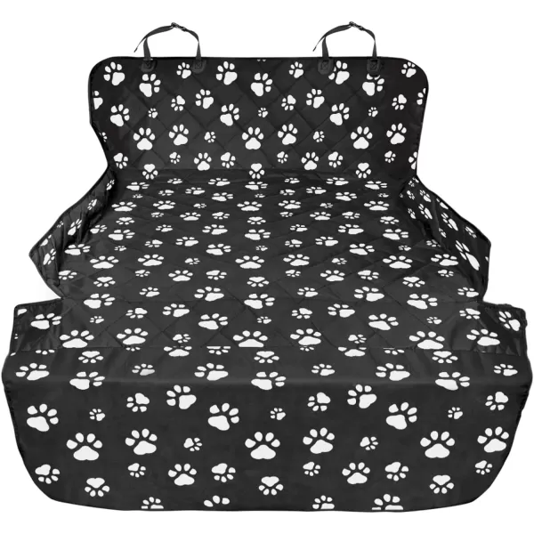 Fcolor SUV Cargo Liner for Dogs Water Resistant Pet Cover Dog Seat Mat SUVs Sedans Vans with Bumper Flap Protector NonSlip Large Size Universal Fit BlackPaw Print
