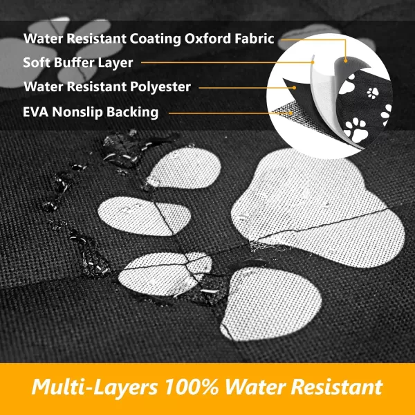 Fcolor SUV Cargo Liner for Dogs Water Resistant Pet Cover Dog Seat Mat SUVs Sedans Vans with Bumper Flap Protector NonSlip Large Size Universal Fit BlackPaw Print