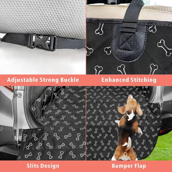 Fcolor SUV Cargo Liner for Dogs Water Resistant Pet Cover Dog Seat Mat SUVs Sedans Vans with Bumper Flap Protector NonSlip Large Size Universal Fit BlackBone