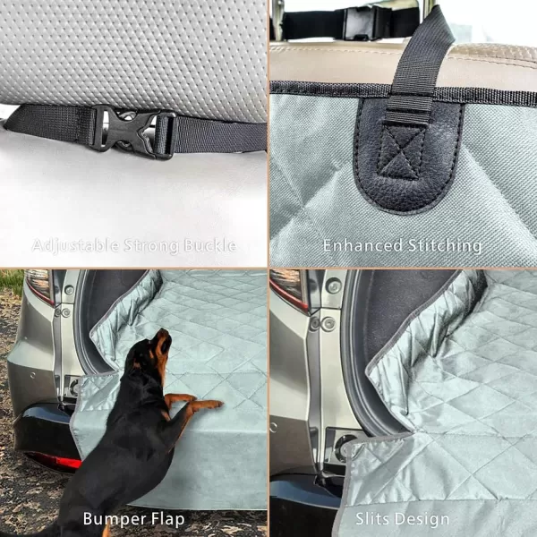Fcolor SUV Cargo Liner for Dogs Water Resistant Pet Cover Dog Seat Mat SUVs Sedans Vans with Bumper Flap Protector NonSlip Large Size Universal Fit BlackGrey
