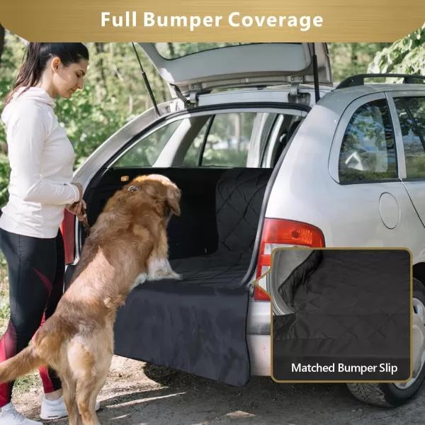 Fcolor SUV Cargo Liner for Dogs Water Resistant Pet Cover Dog Seat Mat SUVs Sedans Vans with Bumper Flap Protector NonSlip Large Size Universal Fit BlackABlack