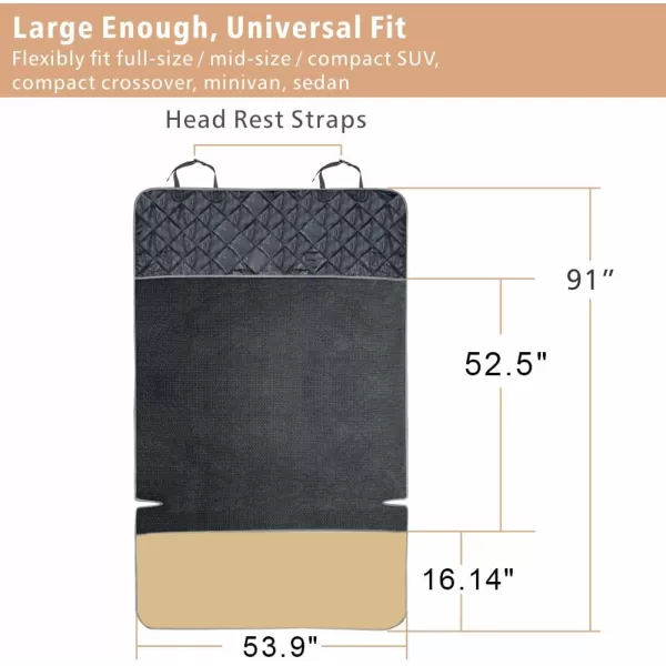 Fcolor SUV Cargo Liner for Dogs Water Resistant Pet Cover Dog Seat Mat SUVs Sedans Vans with Bumper Flap Protector NonSlip Large Size Universal Fit BlackKhaki