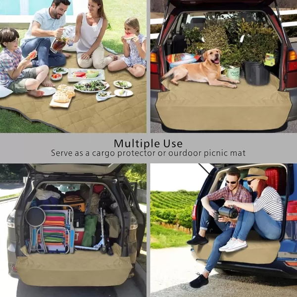 Fcolor SUV Cargo Liner for Dogs Water Resistant Pet Cover Dog Seat Mat SUVs Sedans Vans with Bumper Flap Protector NonSlip Large Size Universal Fit BlackKhaki