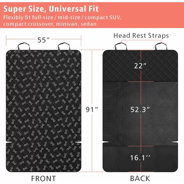 Fcolor SUV Cargo Liner for Dogs Water Resistant Pet Cover Dog Seat Mat SUVs Sedans Vans with Bumper Flap Protector NonSlip Large Size Universal Fit BlackBone