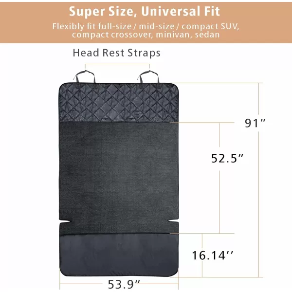 Fcolor SUV Cargo Liner for Dogs Water Resistant Pet Cover Dog Seat Mat SUVs Sedans Vans with Bumper Flap Protector NonSlip Large Size Universal Fit BlackABlack