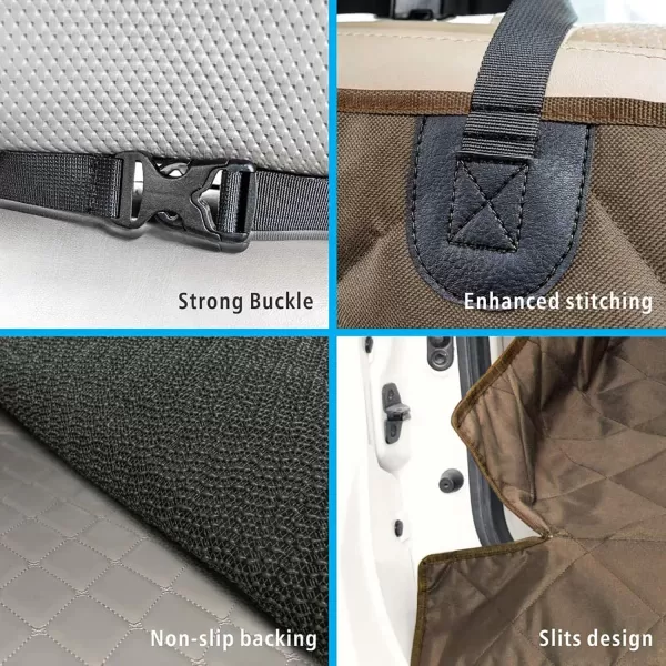 Fcolor SUV Cargo Liner for Dogs Water Resistant Pet Cover Dog Seat Mat SUVs Sedans Vans with Bumper Flap Protector NonSlip Large Size Universal Fit BlackBrown