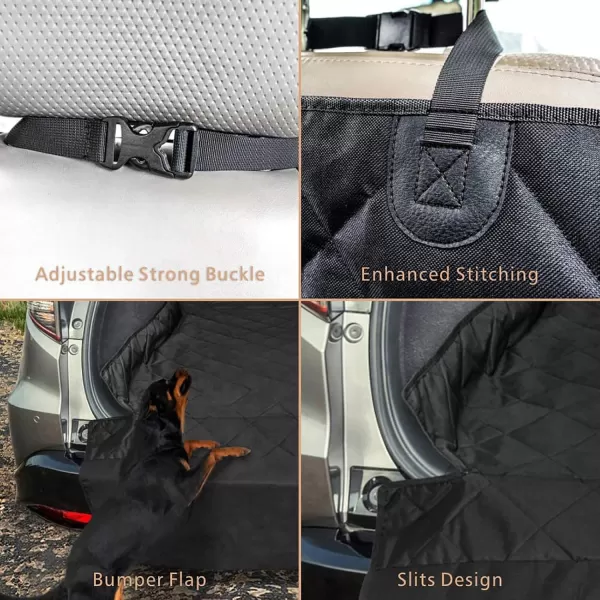 Fcolor SUV Cargo Liner for Dogs Water Resistant Pet Cover Dog Seat Mat SUVs Sedans Vans with Bumper Flap Protector NonSlip Large Size Universal Fit BlackBlack