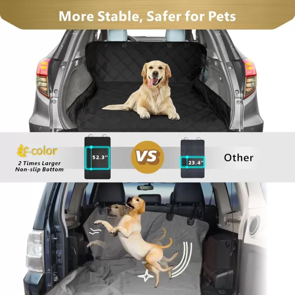 Fcolor SUV Cargo Liner for Dogs Water Resistant Pet Cover Dog Seat Mat SUVs Sedans Vans with Bumper Flap Protector NonSlip Large Size Universal Fit BlackABlack