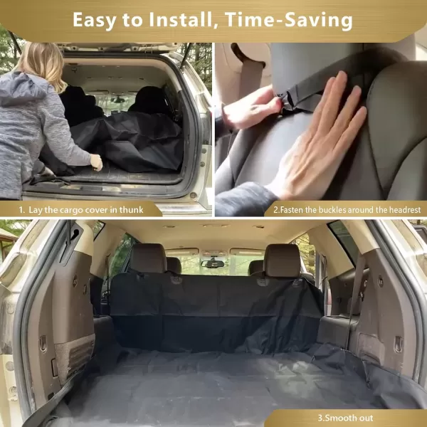 Fcolor SUV Cargo Liner for Dogs Water Resistant Pet Cover Dog Seat Mat SUVs Sedans Vans with Bumper Flap Protector NonSlip Large Size Universal Fit BlackABlack