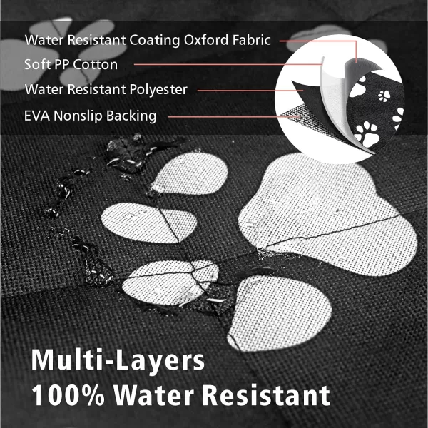 Fcolor SUV Cargo Liner for Dogs Water Resistant Pet Cover Dog Seat Mat SUVs Sedans Vans with Bumper Flap Protector NonSlip Large Size Universal Fit BlackPaw Print