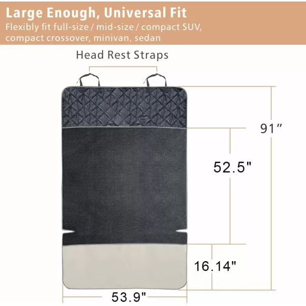 Fcolor SUV Cargo Liner for Dogs Water Resistant Pet Cover Dog Seat Mat SUVs Sedans Vans with Bumper Flap Protector NonSlip Large Size Universal Fit BlackBeige
