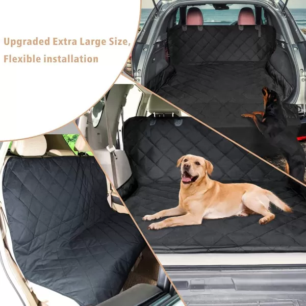 Fcolor SUV Cargo Liner for Dogs Water Resistant Pet Cover Dog Seat Mat SUVs Sedans Vans with Bumper Flap Protector NonSlip Large Size Universal Fit BlackBlack
