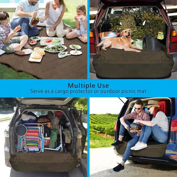 Fcolor SUV Cargo Liner for Dogs Water Resistant Pet Cover Dog Seat Mat SUVs Sedans Vans with Bumper Flap Protector NonSlip Large Size Universal Fit BlackBrown