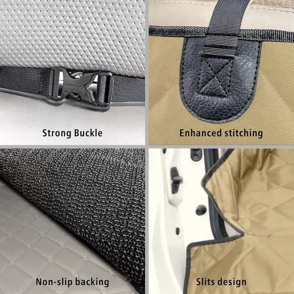 Fcolor SUV Cargo Liner for Dogs Water Resistant Pet Cover Dog Seat Mat SUVs Sedans Vans with Bumper Flap Protector NonSlip Large Size Universal Fit BlackKhaki