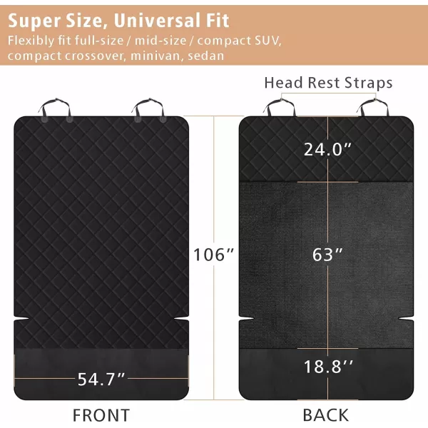 Fcolor SUV Cargo Liner for Dogs Water Resistant Pet Cover Dog Seat Mat SUVs Sedans Vans with Bumper Flap Protector NonSlip Large Size Universal Fit BlackBlack