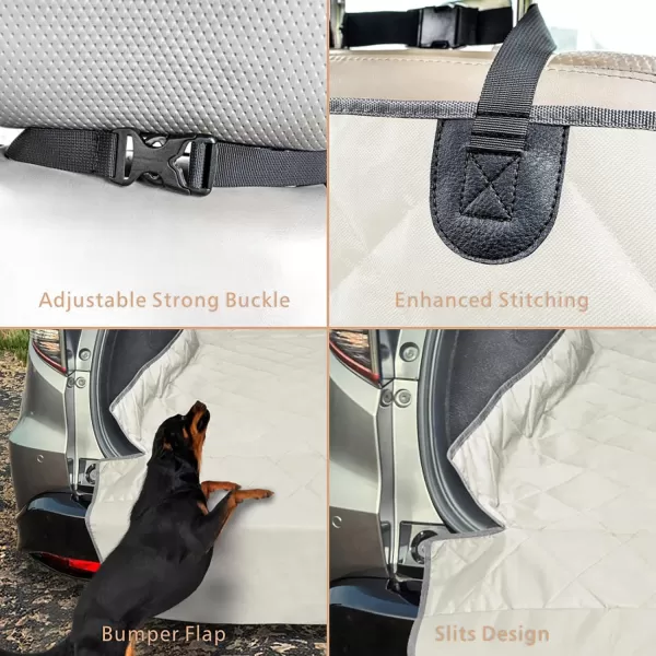 Fcolor SUV Cargo Liner for Dogs Water Resistant Pet Cover Dog Seat Mat SUVs Sedans Vans with Bumper Flap Protector NonSlip Large Size Universal Fit BlackBeige