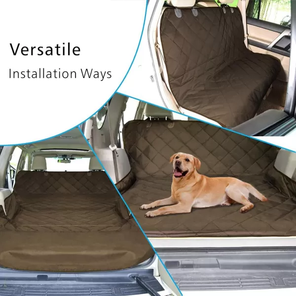 Fcolor SUV Cargo Liner for Dogs Water Resistant Pet Cover Dog Seat Mat SUVs Sedans Vans with Bumper Flap Protector NonSlip Large Size Universal Fit BlackBrown