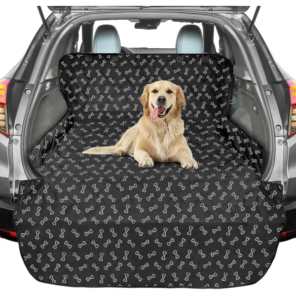 Fcolor SUV Cargo Liner for Dogs Water Resistant Pet Cover Dog Seat Mat SUVs Sedans Vans with Bumper Flap Protector NonSlip Large Size Universal Fit BlackBone