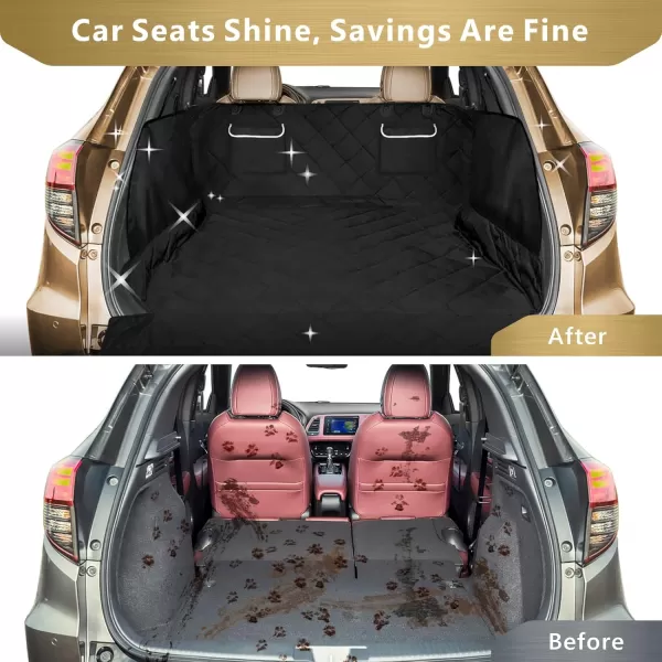 Fcolor SUV Cargo Liner for Dogs  Waterproof Pet Cargo Liner with Side Flaps Comfort Dog Cargo Cover with Bumper Flap Scrachproof NonSlip Large Size Universal Fit SUVs Sedans Trunks Vans BlackWith Pockets  Black
