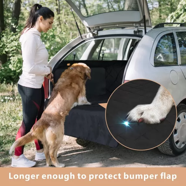 Fcolor SUV Cargo Liner for Dogs  Waterproof Pet Cargo Liner with Side Flaps Comfort Dog Cargo Cover with Bumper Flap Scrachproof NonSlip Large Size Universal Fit SUVs Sedans Trunks Vans BlackBasic  Black