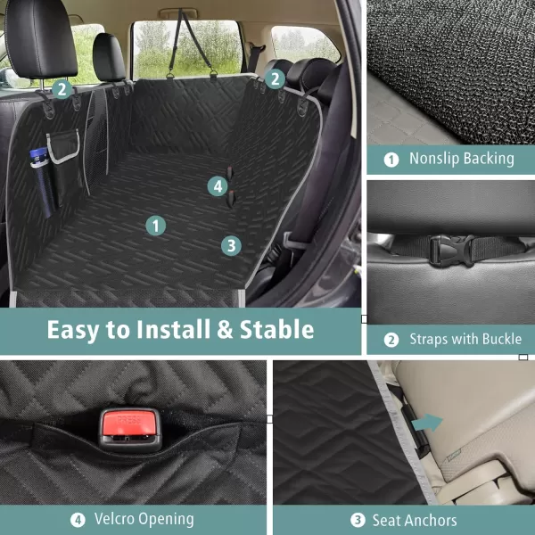 Fcolor SUV Cargo Liner for Dogs  Waterproof Pet Cargo Liner with Side Flaps Comfort Dog Cargo Cover with Bumper Flap Scrachproof NonSlip Large Size Universal Fit SUVs Sedans Trunks Vans BlackDog Hammock  Black