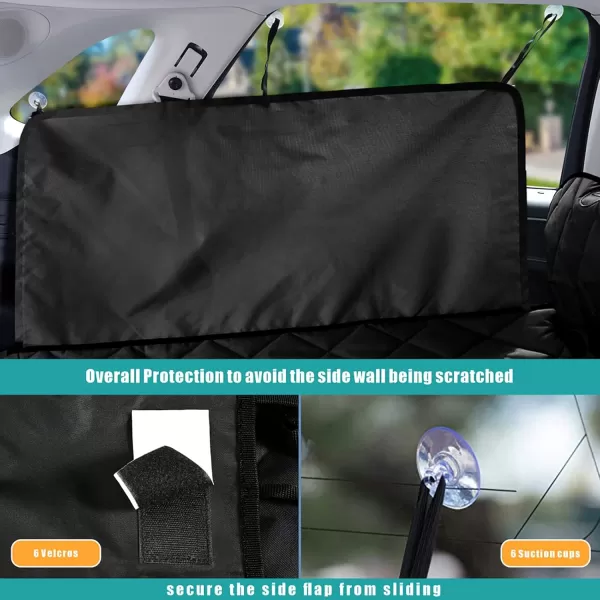 Fcolor SUV Cargo Liner for Dogs  Waterproof Pet Cargo Liner with Side Flaps Comfort Dog Cargo Cover with Bumper Flap Scrachproof NonSlip Large Size Universal Fit SUVs Sedans Trunks Vans BlackWith Pockets  Black