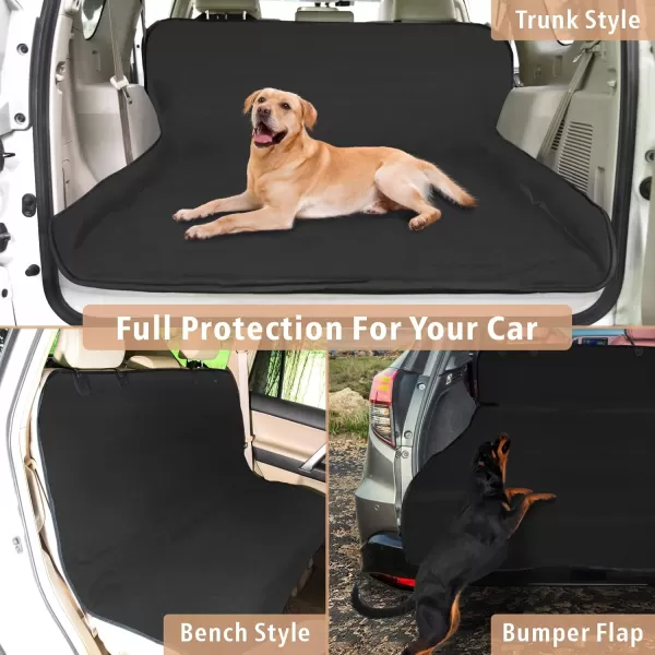 Fcolor SUV Cargo Liner for Dogs  Waterproof Pet Cargo Liner with Side Flaps Comfort Dog Cargo Cover with Bumper Flap Scrachproof NonSlip Large Size Universal Fit SUVs Sedans Trunks Vans BlackBasic  Black