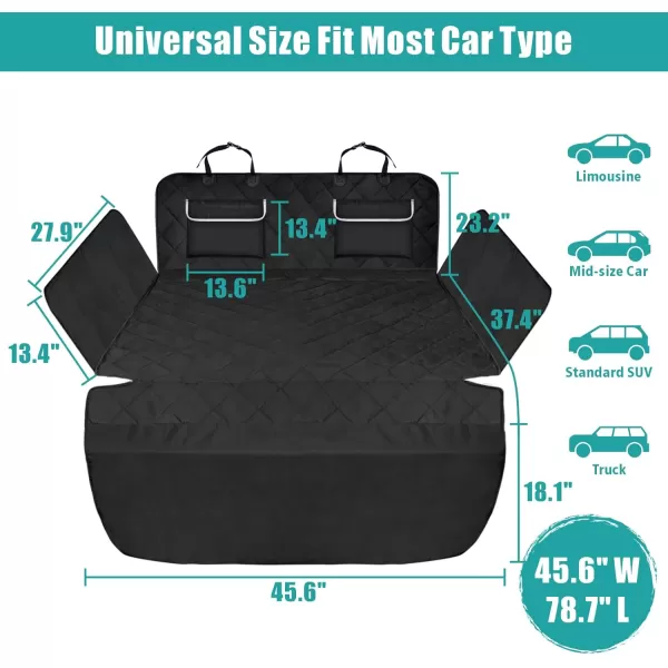 Fcolor SUV Cargo Liner for Dogs  Waterproof Pet Cargo Liner with Side Flaps Comfort Dog Cargo Cover with Bumper Flap Scrachproof NonSlip Large Size Universal Fit SUVs Sedans Trunks Vans BlackWith Pockets  Black
