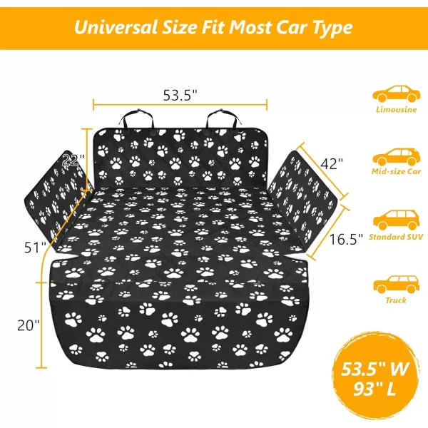 Fcolor SUV Cargo Liner for Dogs  Waterproof Pet Cargo Liner with Side Flaps Comfort Dog Cargo Cover with Bumper Flap Scrachproof NonSlip Large Size Universal Fit SUVs Sedans Trunks Vans BlackWith Side Flaps  Paw Black