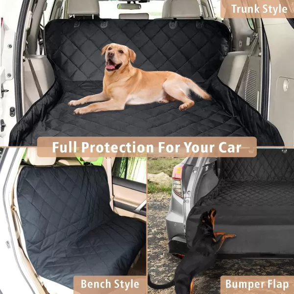 Fcolor SUV Cargo Liner for Dogs  Waterproof Pet Cargo Liner with Side Flaps Comfort Dog Cargo Cover with Bumper Flap Scrachproof NonSlip Large Size Universal Fit SUVs Sedans Trunks Vans BlackBasic  Black