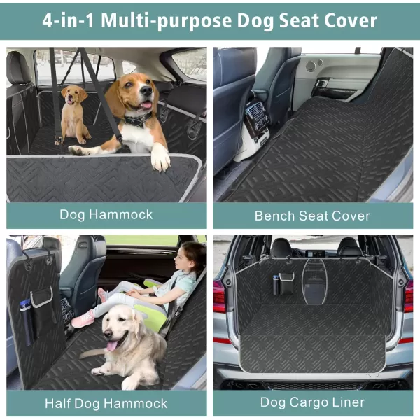 Fcolor SUV Cargo Liner for Dogs  Waterproof Pet Cargo Liner with Side Flaps Comfort Dog Cargo Cover with Bumper Flap Scrachproof NonSlip Large Size Universal Fit SUVs Sedans Trunks Vans BlackDog Hammock  Black