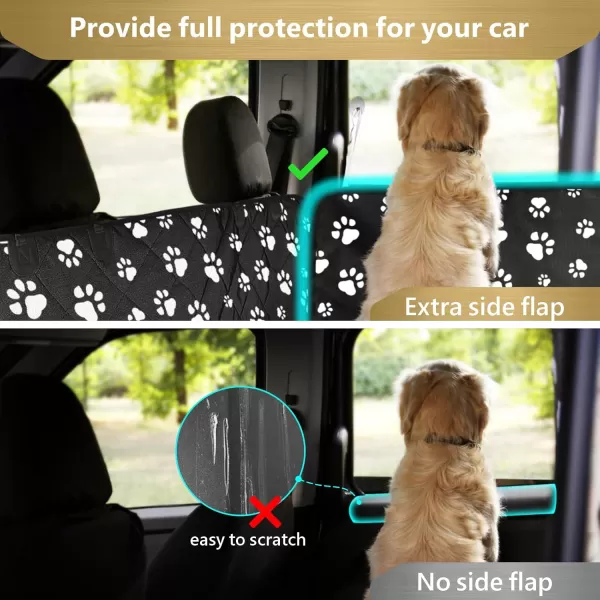 Fcolor SUV Cargo Liner for Dogs  Waterproof Pet Cargo Liner with Side Flaps Comfort Dog Cargo Cover with Bumper Flap Scrachproof NonSlip Large Size Universal Fit SUVs Sedans Trunks Vans BlackWith Side Flaps  Paw Black