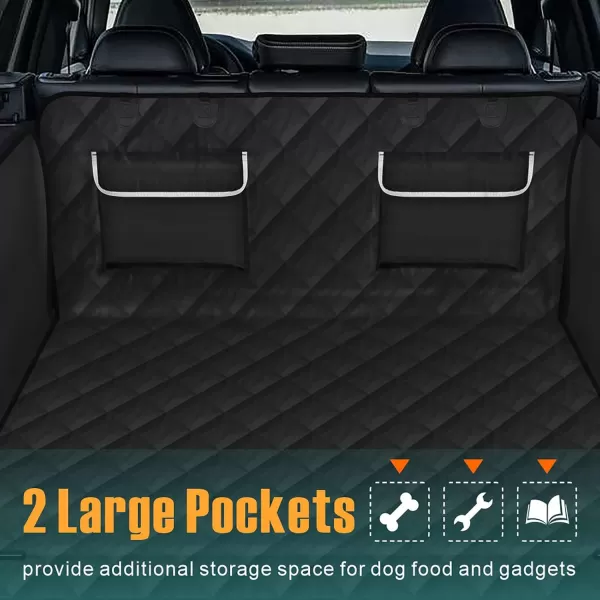 Fcolor SUV Cargo Liner for Dogs  Waterproof Pet Cargo Liner with Side Flaps Comfort Dog Cargo Cover with Bumper Flap Scrachproof NonSlip Large Size Universal Fit SUVs Sedans Trunks Vans BlackWith Pockets  Black