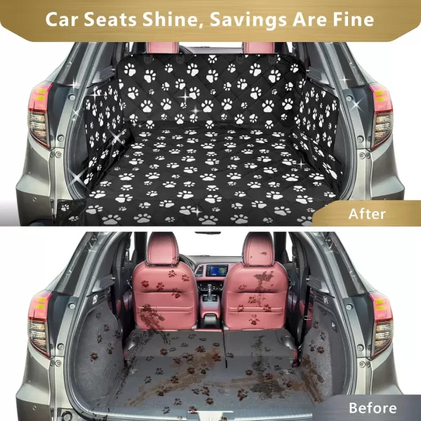 Fcolor SUV Cargo Liner for Dogs  Waterproof Pet Cargo Liner with Side Flaps Comfort Dog Cargo Cover with Bumper Flap Scrachproof NonSlip Large Size Universal Fit SUVs Sedans Trunks Vans BlackWith Side Flaps  Paw Black