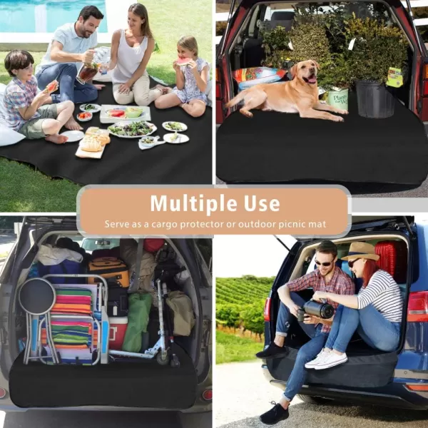 Fcolor SUV Cargo Liner for Dogs  Waterproof Pet Cargo Liner with Side Flaps Comfort Dog Cargo Cover with Bumper Flap Scrachproof NonSlip Large Size Universal Fit SUVs Sedans Trunks Vans BlackBasic  Black